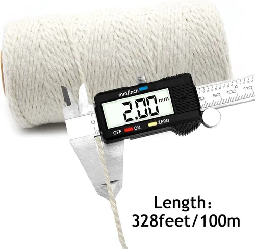 Miniatura 3 de Anvin Cordel de algodón – Cordeles de yute natural para embalaje y envoltura (negro, blanco) – 984 pies, 10 capas, 0.079 in de grosor – Ideal