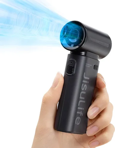 JISULIFE Ventilador de mano portátil Life9, aire de alta velocidad de potencia turbo [12 horas de tiempo de enfriamiento máximo], viento de 5