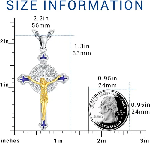 Miniatura 100 de Eusense San Miguel San Cristóbal San Benito San Judas Virgen María Collar chapado en oro 925 joyería religiosa para hombres y mujeres, collar