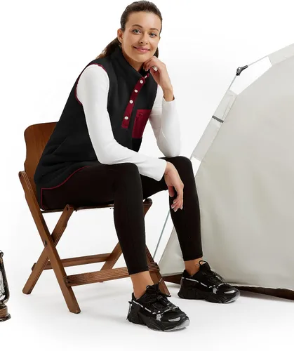 Miniatura 2 de JACK SMITH Vestido de forro polar sin mangas para mujer, vestido de invierno con botones y bolsillos