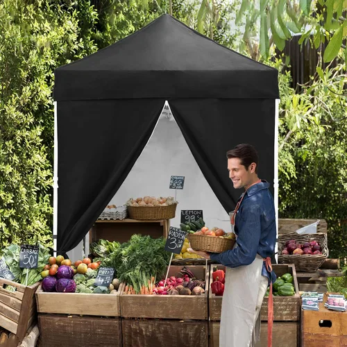 Miniatura 7 de EAGLE PEAK Toldo instantáneo de 5 x 5 con paneles de pared de 4 lados, pequeña tienda de campaña portátil desplegable con bolsa de transporte