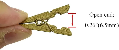 Miniatura 4 de HAHIYO Pinzas para ropa de madera doradas, mini pinzas para la ropa, no se deshacen de 1 pulgada de largo, paquete de 80 resortes resistentes