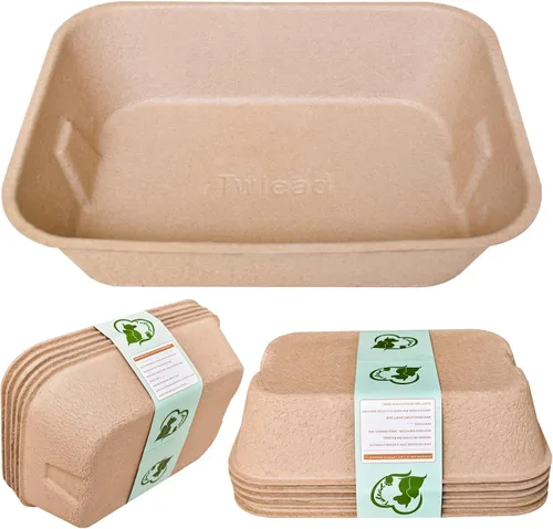 Miniatura 9 de Caja de arena desechable para gatos (3 paquetes con 1 toalla) Bandeja ecológica de papel 100% reciclado para gatos, 16.14 x 11.81 x 3.94 pulgadas