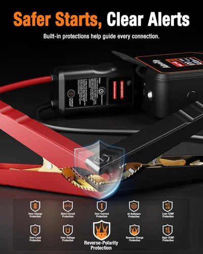 Miniatura 3 de Arrancador de batería de coche de 8000 A, batería portátil de 12 V para motores diésel de hasta 13L de gasolina/8L, abrazadera de pantalla