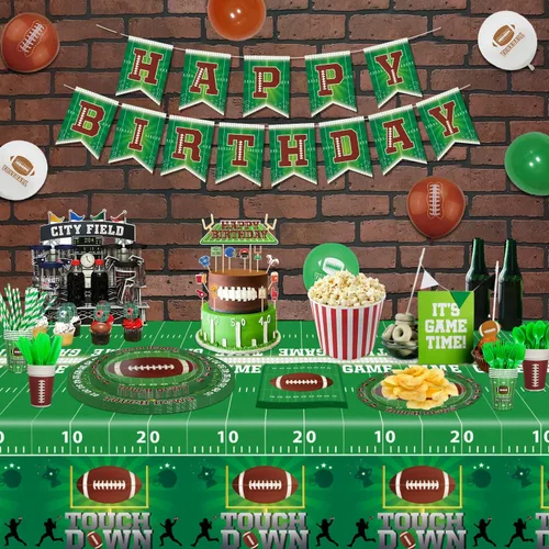Miniatura 5 de Paquete de 204 decoraciones de fiesta de cumpleaños de fútbol, suministros de fiesta de fútbol, decoración de fiesta de fiesta de juegos deportivos