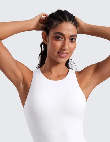 Miniatura 3 de CRZ YOGA Butterluxe - Camiseta sin mangas de cuello alto con espalda cruzada para mujer, con brasier integrado, para entrenamiento, yoga, atlética