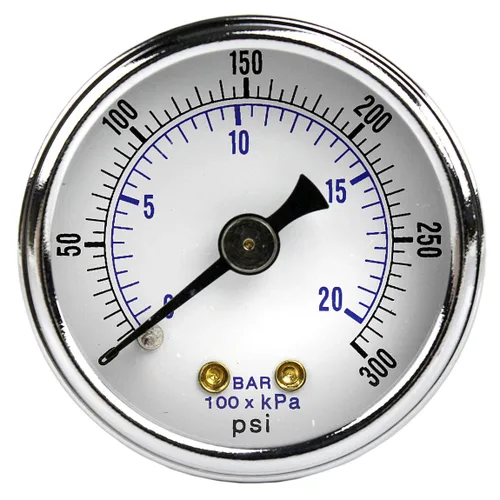 Miniatura 3 de PIC Gauges 102D-158B-GL Medidor de presión en seco de montaje trasero central con caja de acero negro, internos de latón, bisel cromado, lente
