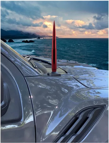 Miniatura 2 de TRUE SPIKE Penetrador rojo de 9 pulgadas - Antena de bala gruesa con antirrobo + bobina de cobre en calibre pesado mecanizado CNC de aluminio corto