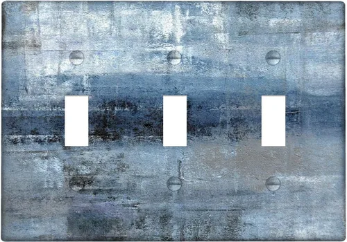 Cubierta decorativa para interruptor de palanca de 3 bandas, color azul y gris, placa de pared para dormitorio, cocina, decoración del hogar