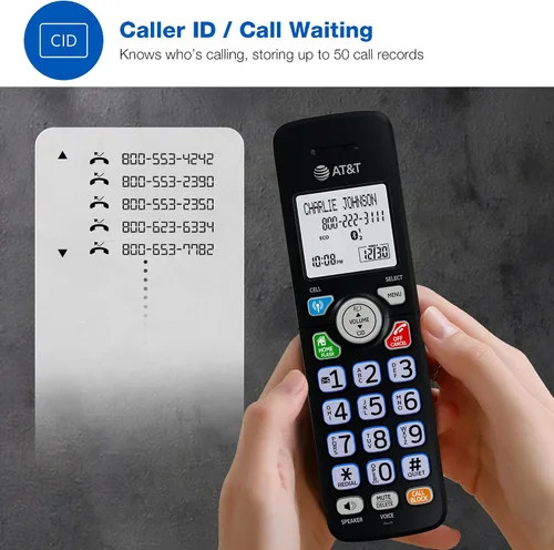 Miniatura 5 de AT&T Teléfono inalámbrico DECT 6.0 - Bloqueador de llamadas inteligente, Bluetooth conecta a la celda, anuncio de identificación de llamadas