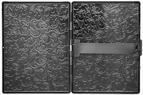 Miniatura 3 de Juego de 2 cajas de cigarrillos ultra compactas de los años 100 chapadas en metal y caja de almacenamiento (Gunmetal Victorian)