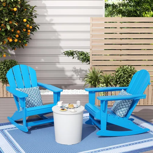Miniatura 191 de WestinTrends Silla mecedora Malibu de poliéster para exterior/patio Adirondack, Negra
