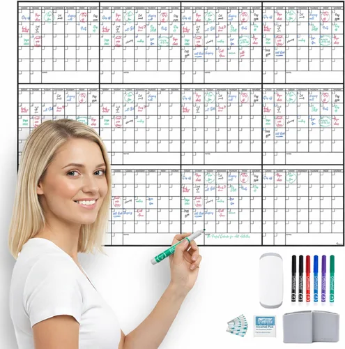 Miniatura 11 de Calendario pequeño de borrado en seco para pared de 17 x 26 pulgadas, mes en blanco para niños, oficina, agenda de aula, planificador mensual