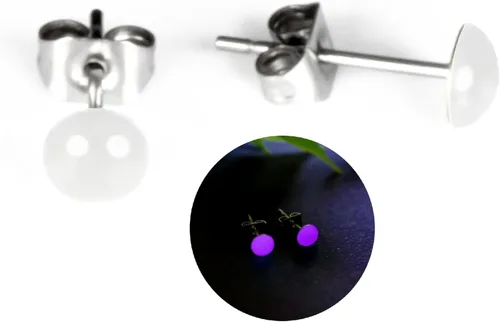 Miniatura 7 de Glow-in-the-Dark 5mm Round Stainless Steel Stud Earrings for Women, Teens & Girls Over 12 Years Old- Hypoallergenic, Flat Back Earrings, Handmade in