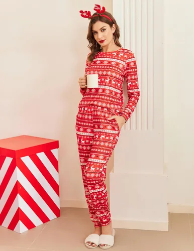 Miniatura 234 de Ekouaer Conjunto de pijama de manga larga para mujer, ropa de dormir suave con cuello redondo y bolsillos