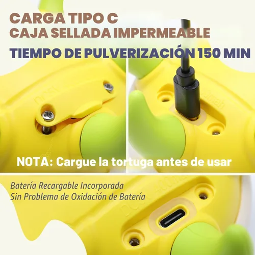 Miniatura 7 de Sizobi Juguetes de Baño para Bebés, Juguete de Baño de Tortuga Recargable con Rociador para Niños Pequeños con 5 Anillos, Juguete de Rociador