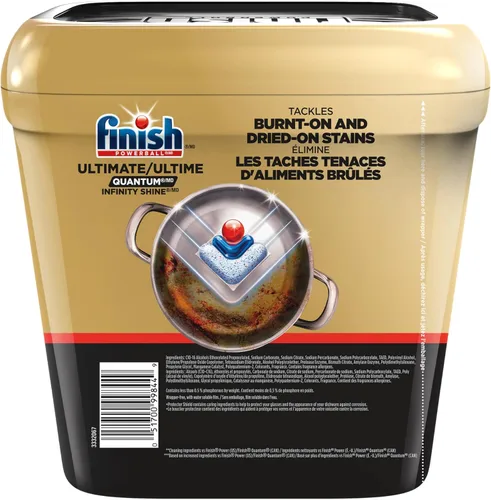 Miniatura 11 de Finish Ultimate Infinity Shine - Cápsulas para lavavajillas, detergente sin necesidad de pre-enjuague, elimina manchas quemadas, con Protector