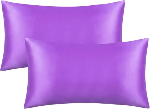 Miniatura 30 de FLXXIE Paquete de 2 fundas de almohada estándar de satén con cremallera para cabello y piel, sedosas y súper suaves (20 x 26 pulgadas), fundas