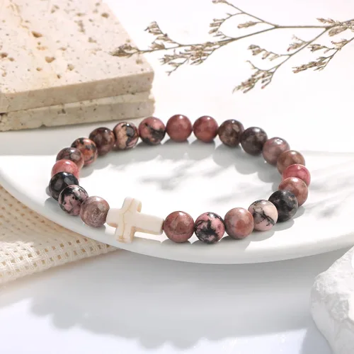 Miniatura 4 de JoycuFF Christian Bracelets for Women Cross Bracelets for Religious Women Girls Easter Catholic Natural Stone Bracelets Christian Jewelry Faith