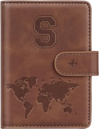 Miniatura 79 de Funda para Pasaporte Personalizada con Letra de la A a la Z, Billetera de Viaje con Bloqueo RFID, Funda para Pasaporte, Estuche para Pasaporte