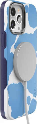 Miniatura 4 de Casely Funda para iPhone 13 Pro Estado de Ánimo Actual Estampado de Vaca Azul Claro Compatible con MagSafe Diseño de Protección Audaz