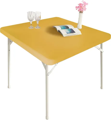 Miniatura 37 de Mantel elástico para mesa auxiliar de cóctel, ajustable de elastano, tamaño pequeño, para mesa auxiliar, 24 x 24 pulgadas, color beige