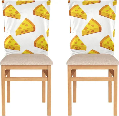 Miniatura 2 de Cartoon Yellow Triangle Cheese Decorative Chair Seat Cover for Dining Room Chairs Soft 19.7x23.6in Chair Slipcovers Cover para sillas de comedor Set