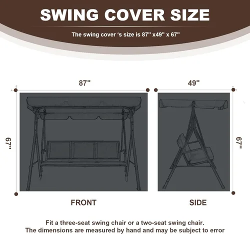 Miniatura 4 de Funda para columpio de exterior, impermeable 420D, resistente al agua, para columpio de 3 plazas, 87 x 49 x 67 pulgadas, protector resistente a