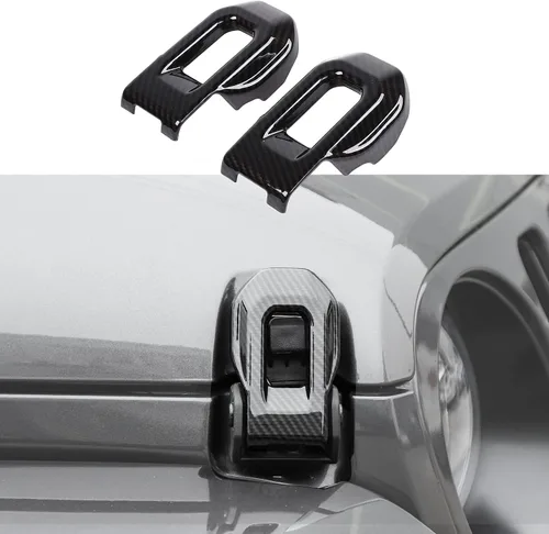 Miniatura 16 de RT-TCZ Cubierta de pestillo de capó, soportes exteriores de bloqueo de capó, accesorios de decoración de ABS para Jeep Wrangler JL JLU y Gladiator