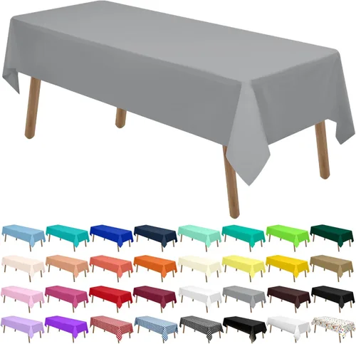 Miniatura 11 de Manteles de Plástico Azul Claro Paquete de 2 Cubiertas de Mesa Desechables 54 x 108 Pulgadas Manteles para Baby Shower Fiesta PEVA Manteles Azul
