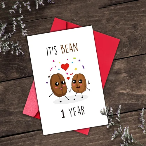 Miniatura 5 de GYYsweetus Tarjeta de aniversario de 1 año para novio, divertido regalo de aniversario de un año para novia, tarjeta de aniversario de primera boda