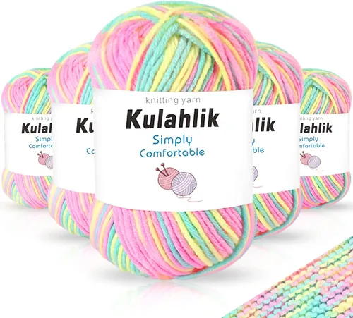 Miniatura 79 de 50g (1x50g) Hilo Acrílico para Crochet y Tejido, Hilo Degradado Colorido, 1 Rollo de Madejas, Hilo Acrílico Multicolor, Perfecto para Proyectos