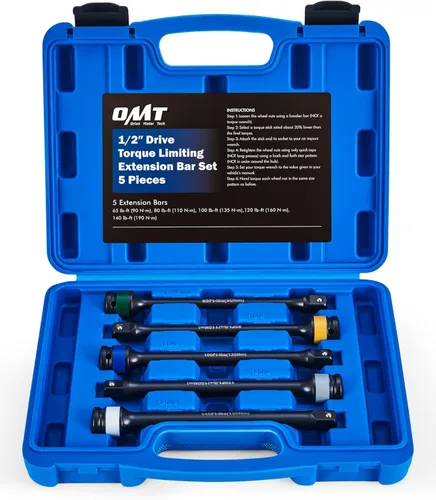 Orion Motor Tech Extensión de par, juego de 5 barras extensoras limitadoras de par de 1/2 de accionamiento, barras de par con código de color láser