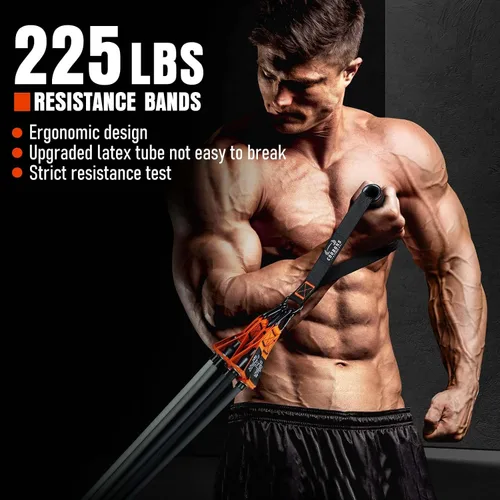 Miniatura 6 de Resistance Bands with Handles, 175lb Exercise Bands for Working Out, Fitness Bands, Workout Bands with Door Anchor and Ankle Straps, Physical