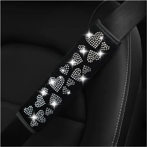 2 piezas de fundas para cinturón de seguridad de coche con brillo, almohadilla protectora suave para el hombro y el cuello, almohadilla de cinturón