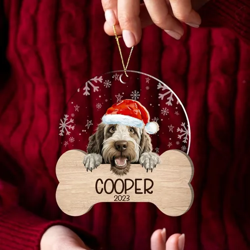 Miniatura 180 de Nazenti American Pit Bull Terrier Adorno de Navidad, adorno de perro fotográfico, adorno de perro personalizado, adornos de fotos de madera