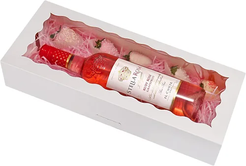Tcoivs - 30 cajas de pastelería con ventana de 16 x 6.5 x 3 pulgadas, cajas para galletas, cajas largas autodesplegables para galletas, fresas