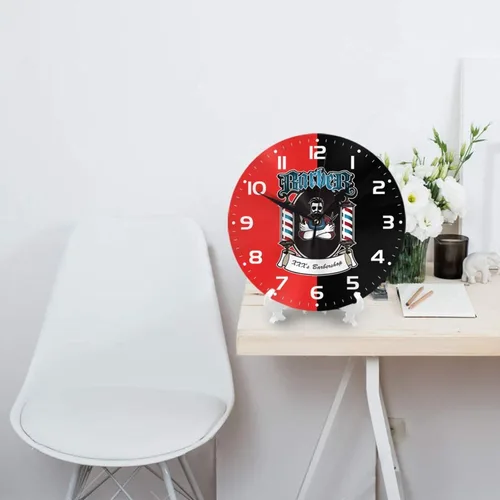 Miniatura 4 de Reloj de pared personalizado para peluquería, añade tu texto, reloj de peluquería rojo personalizado, reloj de pared para salón de belleza, regalo