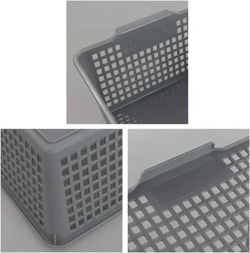 Miniatura 6 de Gloreen Paquete de 3 cestas de almacenamiento de plástico grandes, cesta de almacenamiento multiusos para organizador, color gris