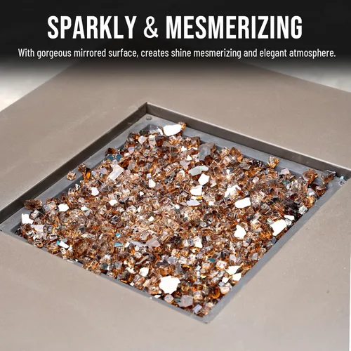 Miniatura 5 de Skyflame 4.53 kg de vidrio resistente al fuego, de 1.27 cm, de brillo intenso para paisajismo de chimenea, lugar para fogatas, Reflectante de cobre.
