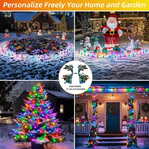 Miniatura 4 de USOKYO Luces LED C9 de 45 pies para caminos de Navidad al aire libre, 30 bombillas multicolor, impermeables, conectables, luces de Navidad