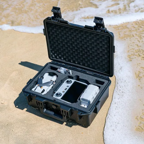 Miniatura 7 de Lykus Titan MM410 Estuche Rígido Impermeable para DJI Mini 4 Pro/Mini 3/Pro y RC2/RC/RC-N2/N1, Soporte para 7 baterías y cordón RC [ESTUCHE SÓLO]