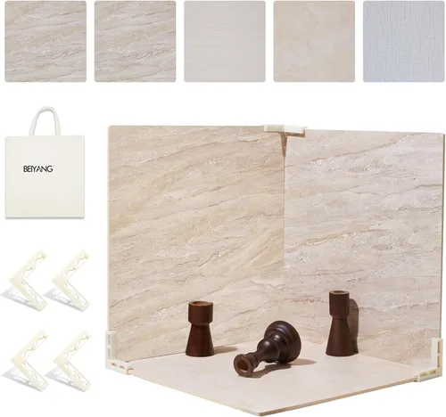 5 tableros de fondo de fotos de doble cara para colocación plana en estudio fotográfico, fondo de mesa impermeable de 16x16 pulgadas, accesorios de