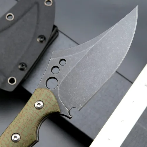 Miniatura 4 de C1116 Cuchillo de hoja fija, hoja de acero D2+mango Micarta cuchillo de supervivencia al aire libre con fundas Kydex (verde)