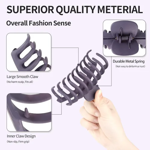 Miniatura 2 de Pinzas grandes para el cabello de 4.3 pulgadas para cabello fino y rizado, pinzas de pelo mate grandes de plátano, clip de mandíbula de sujeción