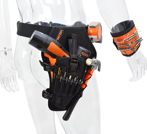 Miniatura 3 de Juego de fundas de taladro 3 en 1 con pulsera magnética fuerte y cinturones sólidos de 2 pulgadas para hombres, soporte para taladro, soporte