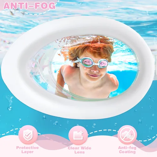 Miniatura 4 de Water Space Kids Goggles, 2 Pack Swim Goggles for Kids Boys Girls Toddler Age 3-15, Clear View Anti-fog UV Protection No Leak Blanco & Rosa