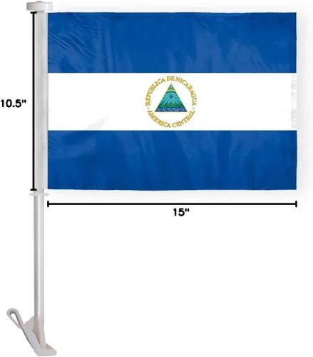 Miniatura 2 de AGAS - Bandera de automóvil de Nicaragua de alta calidad de 10.5 x 15 pulgadas, impresa de doble cara en tela de poliéster súper punto, doble
