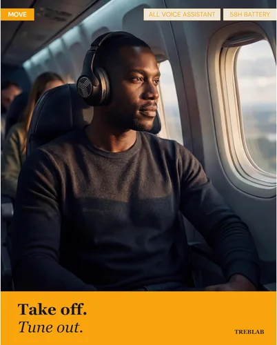 Miniatura 9 de TREBLAB Z2 Auriculares Híbridos con Cancelación Activa de Ruido para Entrenamiento - Sonido Signature-HD, Graves Profundos, Batería de 58H, Cómodos