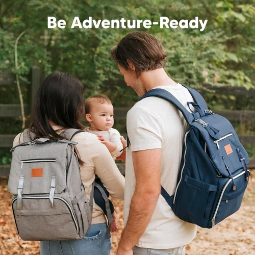 Miniatura 8 de KeaBabies Mochila para pañales para bebé con cambiador, bolsa de bebé impermeable para mamá y papá, bolsillos aislados para botellas, niños Gris